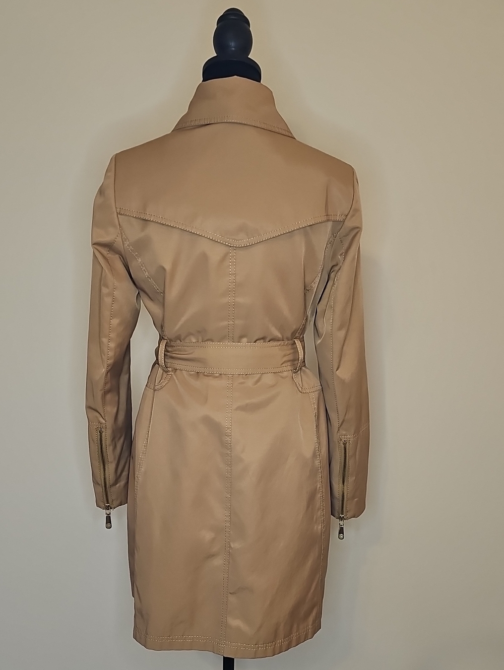Vince Camuto Asymmetrical Zip Belted Trench Coat - Tan / Camel - Picture 4 of 14